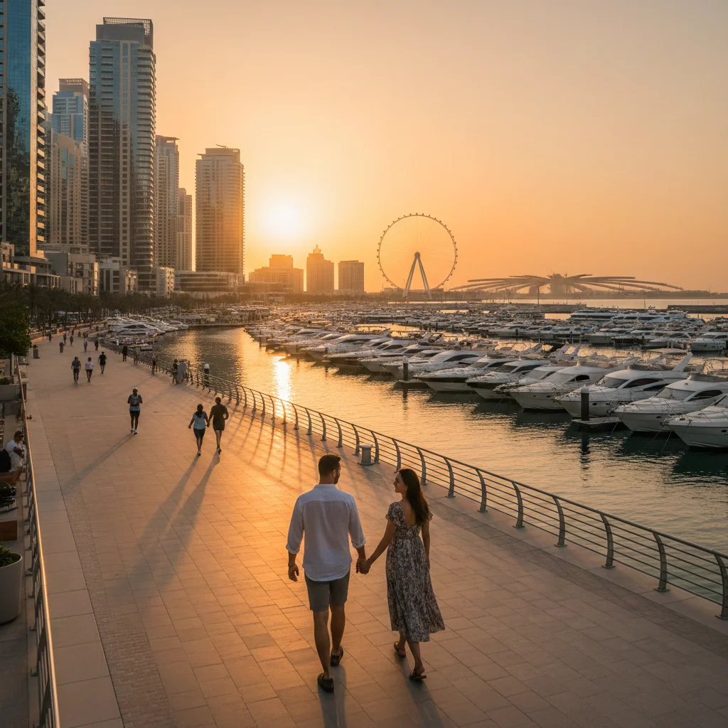 'Dubai Harbour waterfront promenade lifestyle' 'Dubai Harbour waterfront promenade lifestyle'